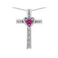 thumbnail image 1 of Star K� 10k Gold Two Tone Love Cross with Simulated Pink Tourmaline Heart Stone Pendant Necklace, 1 of 9