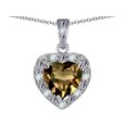 thumbnail image 1 of Star K� 10k White Gold Heart Shape Genuine Smoky Quartz Halo Pendant Necklace, 1 of 9