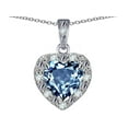 thumbnail image 1 of Star K� 10k White Gold Heart Shape Simulated Aquamarine Halo Pendant Necklace, 1 of 6