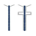 thumbnail image 1 of Star K � 2 in 1 Straight Path Cross Pendant Necklace wtih Round Created Sapphire, 1 of 9