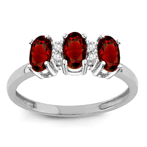 Star K� 3 Three Oval Genuine Garnet Stones Promise Ring Wedding Band