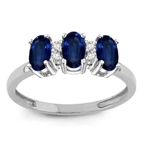 Star K� 3 Three Oval Genuine Sapphire Stones Promise Ring Wedding Band