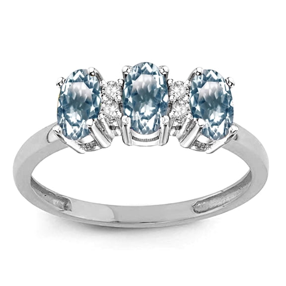 Star K� 3 Three Oval Simulated Aquamarine Stones Promise Ring Wedding Band
