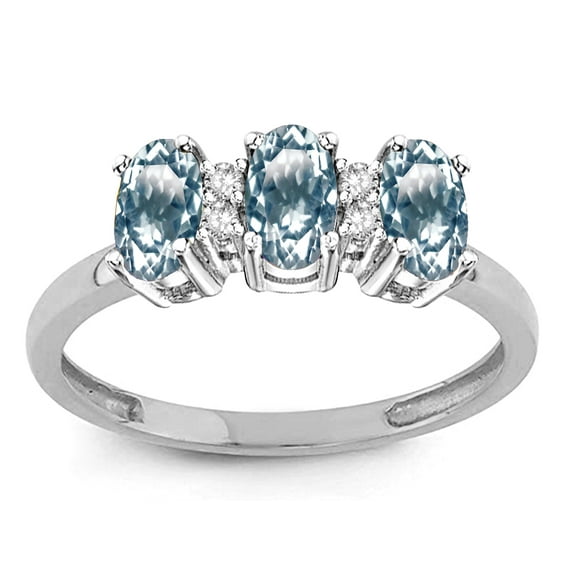 Star K� 3 Three Oval Simulated Aquamarine Stones Promise Ring Wedding Band