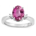 thumbnail image 1 of Star K � 3 Three Stone Oval Created Pink Sapphire Classic Engagement Promise Ring, 1 of 9