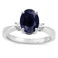 thumbnail image 1 of Star K � 3 Three Stone Oval Genuine Black Sapphire Classic Engagement Promise Ring, 1 of 9