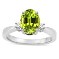thumbnail image 1 of Star K � 3 Three Stone Oval Genuine Peridot Classic Engagement Promise Ring, 1 of 9