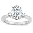 thumbnail image 1 of Star K � 3 Three Stone Oval Genuine White Topaz Classic Engagement Promise Ring, 1 of 9