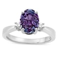 thumbnail image 1 of Star K � 3 Three Stone Oval Simulated Alexandrite Classic Engagement Promise Ring, 1 of 9