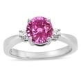 thumbnail image 1 of Star K � 3 Three Stone Round Created Pink Sapphire Classic Engagement Promise Ring, 1 of 9