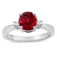 thumbnail image 1 of Star K � 3 Three Stone Round Created Ruby Classic Engagement Promise Ring, 1 of 9