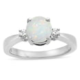 thumbnail image 1 of Star K � 3 Three Stone Round Genuine Opal Classic Engagement Promise Ring, 1 of 9
