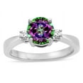 thumbnail image 1 of Star K � 3 Three Stone Round Rainbow Mystic Topaz Classic Engagement Promise Ring, 1 of 9