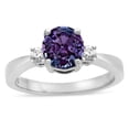 thumbnail image 1 of Star K � 3 Three Stone Round Simulated Alexandrite Classic Engagement Promise Ring, 1 of 9