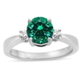 thumbnail image 1 of Star K � 3 Three Stone Round Simulated Emerald Classic Engagement Promise Ring, 1 of 9