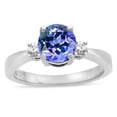 thumbnail image 1 of Star K � 3 Three Stone Round Simulated Tanzanite Classic Engagement Promise Ring, 1 of 9