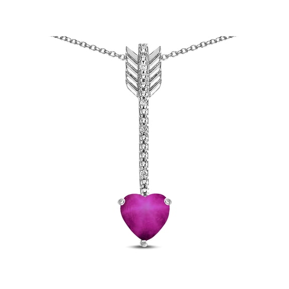 Star K� 6mm Created Star Ruby Heart Arrow Bar Pendant Necklace