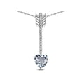 thumbnail image 1 of Star K� 6mm Genuine Aquamarine Heart Arrow Bar Pendant Necklace, 1 of 9