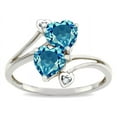 thumbnail image 1 of Star K � 6mm Genuine Blue Topaz Two Double Hearts Bypass Promise Ring, 1 of 9