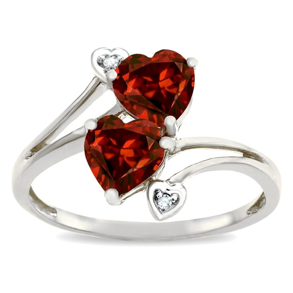 Star K � 6mm Genuine Garnet Two Double Hearts Bypass Promise Ring