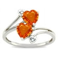 thumbnail image 1 of Star K � 6mm Simulated Orange Mexican Fire Opal Two Double Hearts Bypass Promise Ring, 1 of 9