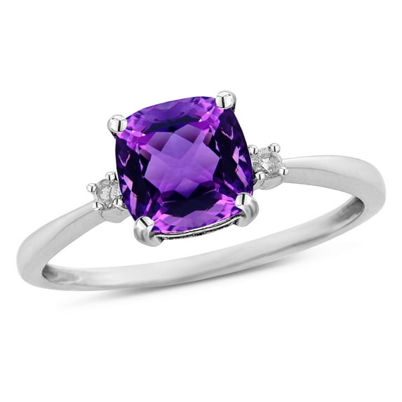 Star K� 7mm Cushion-Cut Genuine Amethyst Classic three 3 stone Engagement Promise Ring