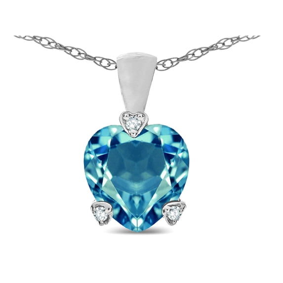 Star K� 7mm Genuine Blue Topaz Small Heart Shape Love Pendant Necklace
