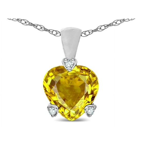 Star K� 7mm Genuine Citrine Small Heart Shape Love Pendant Necklace