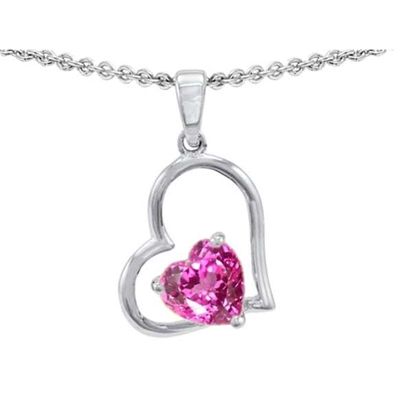 Star K� 7mm Heart Shape Created Pink Sapphire Pendant Necklace
