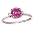 thumbnail image 1 of Star K� 7mm Round Created Pink Sapphire Classic Three 3 stone Engagement Promise Wedding Ring, 1 of 8
