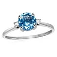 thumbnail image 1 of Star K� 7mm Round Genuine Blue Topaz Classic Three 3 stone Engagement Promise Wedding Ring, 1 of 8