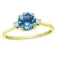 thumbnail image 1 of Star K� 7mm Round Genuine Blue Topaz Classic Three 3 stone Engagement Promise Wedding Ring, 1 of 8