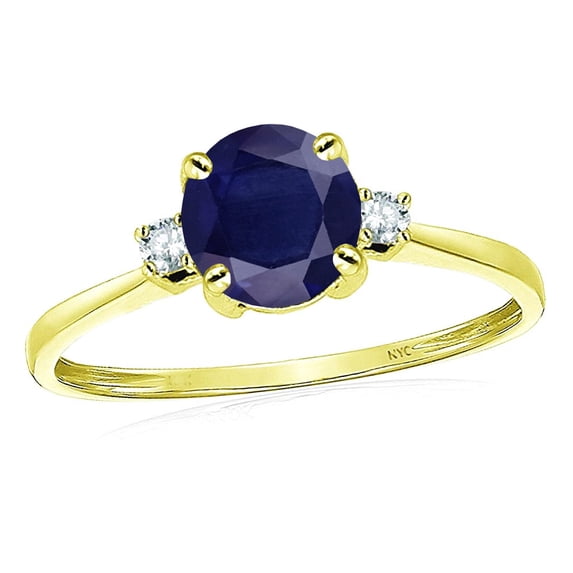 Star K� 7mm Round Genuine Sapphire Classic Three 3 stone Engagement Promise Wedding Ring