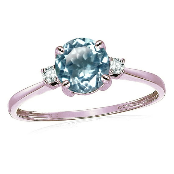 Star K� 7mm Round Genuine Sky Blue Topaz Classic Three 3 stone Engagement Promise Wedding Ring