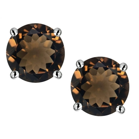 Star K� 7mm Round Genuine Smoky Quartz Classic Screw Back Stud Earrings