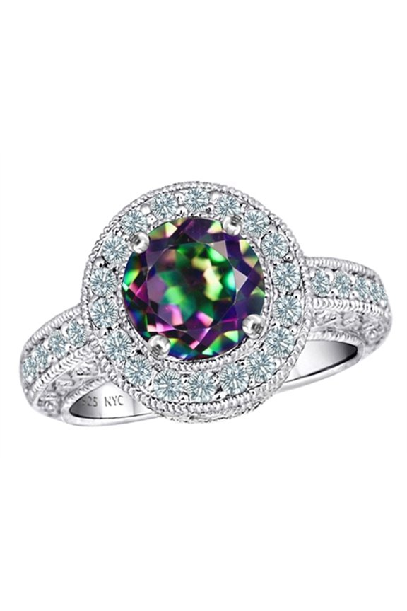 � 7mm Round Rainbow Mystic Quartz Ring