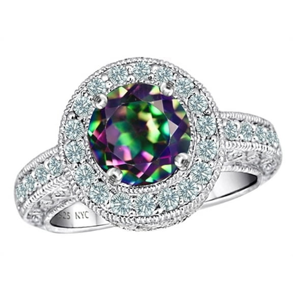 Star K� 7mm Round Rainbow Mystic Quartz Ring
