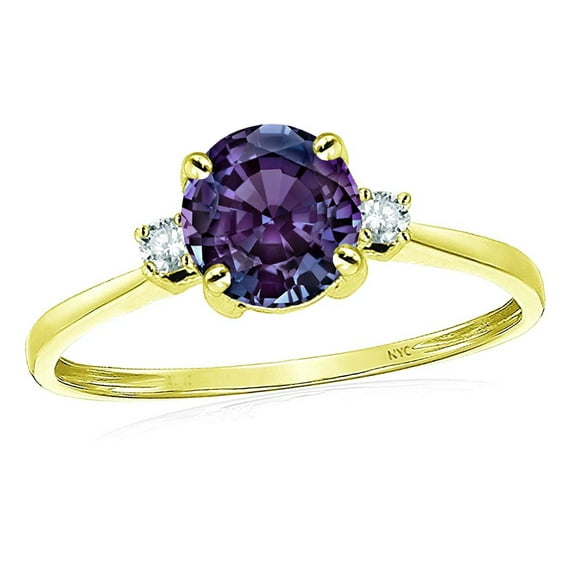 Star K� 7mm Round Simulated Alexandrite Classic Three 3 stone Engagement Promise Wedding Ring