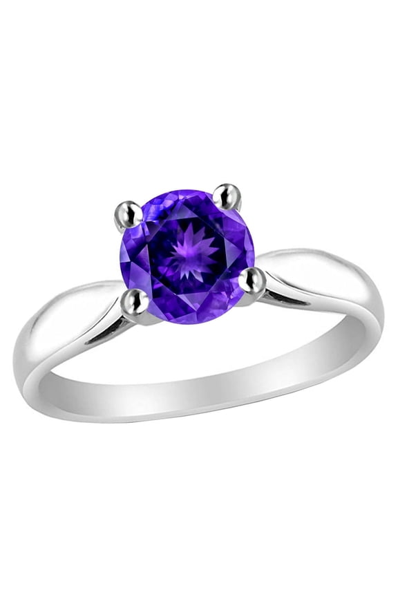 � 7mm Round Simulated Amethyst Ring