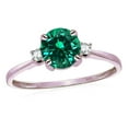 thumbnail image 1 of Star K� 7mm Round Simulated Emerald Classic Three 3 stone Engagement Promise Wedding Ring, 1 of 8