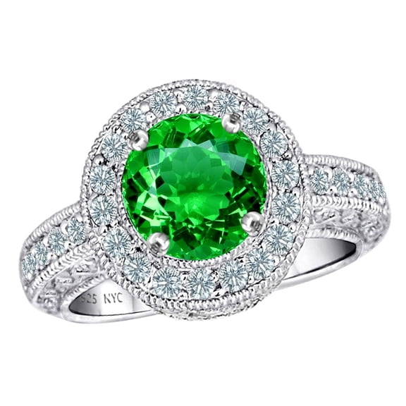 Star K� 7mm Round Simulated Emerald Ring