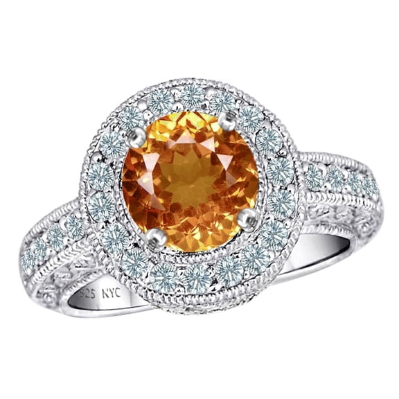 Star K� 7mm Round Simulated Imperial Yellow Topaz Ring