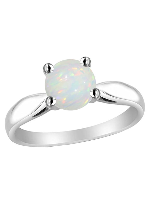 � 7mm Round Simulated Opal Ring