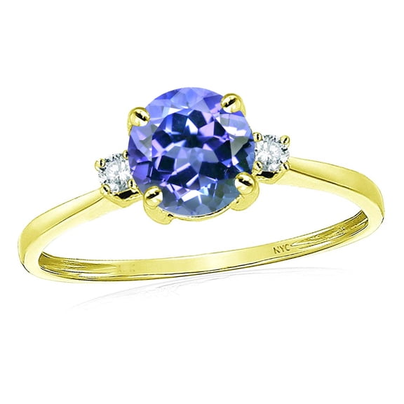 Star K� 7mm Round Simulated Tanzanite Classic Three 3 stone Engagement Promise Wedding Ring