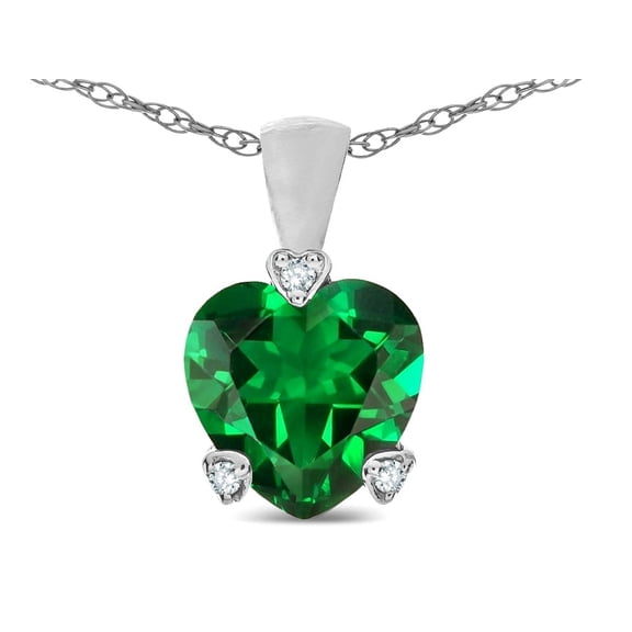 Star K� 7mm Simulated Emerald Small Heart Shape Love Pendant Necklace