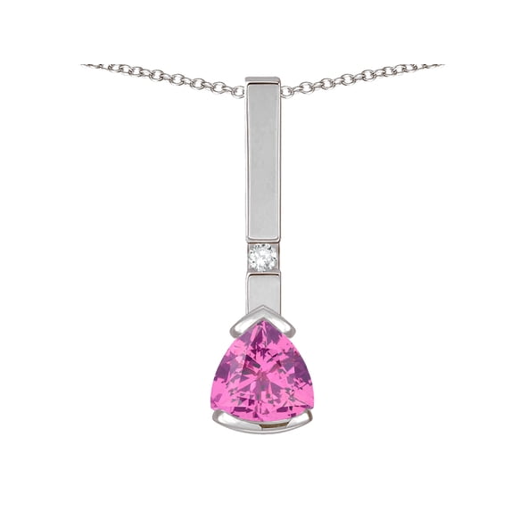 Star K � 7mm Trillion Created Pink Sapphire Bar Pendant Necklace