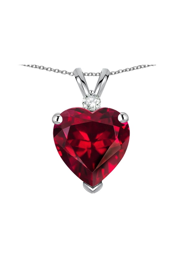 8mm Created Ruby Heart Pendant Necklace