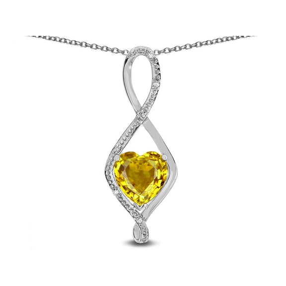 Star K� 8mm Genuine Citrine Heart Infinity Loop Pendant Necklace
