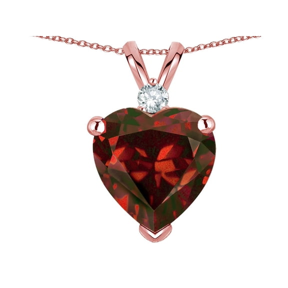 Star K� 8mm Genuine Garnet Heart Pendant Necklace 14k Rose Gold
