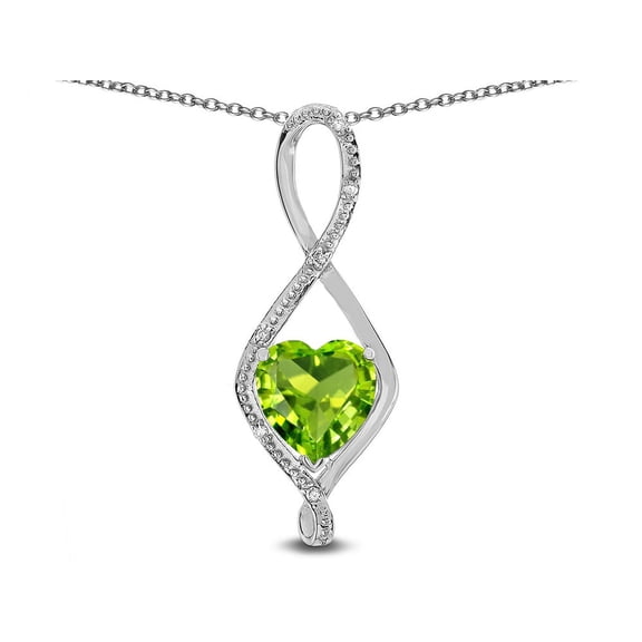 Star K� 8mm Genuine Peridot Heart Infinity Loop Pendant Necklace